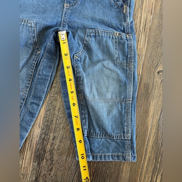 OshKosh B'gosh Vestbak Jean Overalls 18 Mos Double Knee Blue Denim Stripe Detail - Picture 4 of 12